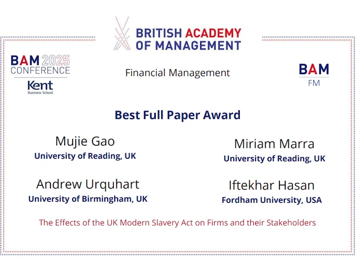 Mujie Gao BAM award