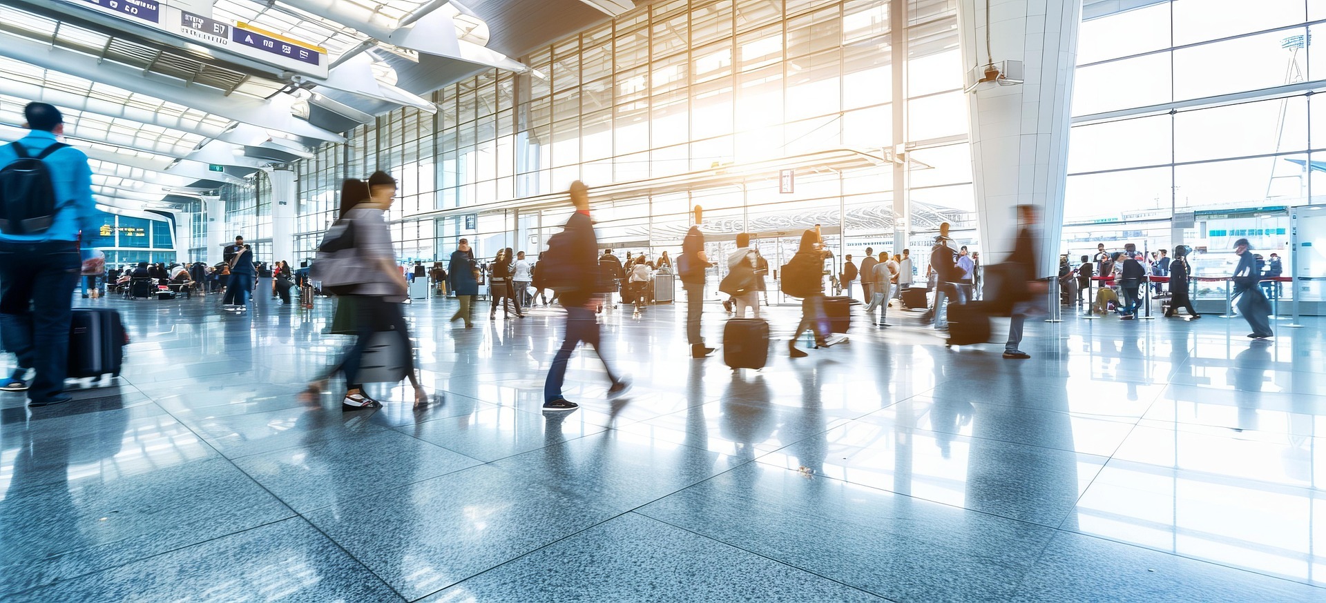 Timelapse of people in airport